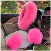 Вечеринка охват 3PCS/SET Winter Car Унильное колесо ER 12 Colors Long Wool Pink Accessories Wholesale Drop Home Garden Festi Dho7p