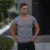 Erkek Tişörtleri Spor Salonu T-Shirt Erkek Moda V Boyun Kısa Kollu Örme Tshirt İnce Fit Sport Spor Tişört Vücut İnşa Fitness Egzersiz Yaz