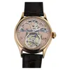 Polshorloges Merkur Mens Watch Mechanische Tianjin Hangzhou High Beat Tourbillon Movement Skelenton Luxe jurk Gold geit