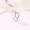 Wedding Rings Geometric Circle Rhinestone Women's Ring Rose Gold Silver Color For Engagement Party Fashion Trendy Jewelry