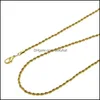 Chains Men Fashion Hip Hop Long Chain Necklace Gold Sier Colors Stainless Steel 20Inch 24Inch 30Inch Rope 1334 Q2 Drop Delivery Jewe Ott8C