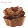 Bowls Creative Fruit Plate Wood Grain Candy Salad Bowl Handmade Crafts Mixing Cutlery Home Desktop Decoration