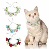 Dog Collars Cat Collar Adjustable Knitted Necklace Small Flower