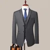 Men's Suits 3 Piece Set Men Casual Business Button Up Suit Blazer Pants Formal Wedding Dress Black Grey Three Outfits