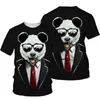 Erkek Tişörtleri 3d Panda Baskı T-Shirt Erkekler 2023 Yaz O Boyun Kısa Kollu Tees Üstler Moda Stili Erkek Giysileri Günlük Günlük Komik T-Shirt