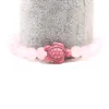 Bracciale con perline in filo di pietra tartaruga rosa al quarzo rosa per gioielli da donna