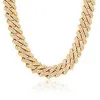 14mm Luxury 18k Gold Jewelry Plated Diamond Iced Out Miami Cuban Link Chain for Men Women Necklace