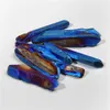 Pendant Necklaces 10pcs Blue Titanium Druzy Quartz Stick Point Chip Beads Raw Natural Crystals Pendants Necklace Loose For JewelryPendant