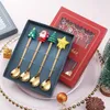 Yemek takımı setleri Noel kaşığı sofra seti tatlı kahve meyve çatal ağacı hediyesi Kichen altın çatal bıçak