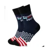 Party Gunst Trump 2024 Baumwollsocke Lasst uns gehen Brandon Strümpfe Warme Herbst Winter Mann Frauen Home Casual Sport Socken Drop Lieferung Gard Dhdvt