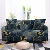Chair Covers Living Room Sofa Upholstery Cover Geometric Marble Leaf Elastic Armrest 3 Seater