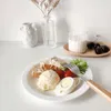 Assiettes assiette à gâteau coréenne accessoires de cuisine en céramique 8 pouces plat de petit déjeuner blanc couleur unie ronde sous glaçure