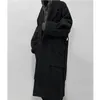 Men's Wool Blends Medium And Long Coat Black Slim Belt Lace Up Autumn Winter Dark Thickened Youth Large Fashion Trend 230107