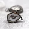 Pendentif Colliers PM29119 Agate Geode Gunblack Gunmetal Plaqué Pendentifs Forme Libre Forme Irrégulière Charmes Bijoux