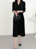 Casual Dresses Spring Summer Bodycon Pleated Dress with Belt Office Lady Solid Slim Elegant Clothes