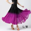 Stage Wear Womens Ballroom Dance Skirt Black Purple Gradient Belly Dance Dress Holiday Weekend Fancy Long Wedding Full Latin