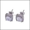 Stud Mens Hip Hop Earrings sieraden Nieuwe mode Black Sier Simated Diamond Round For Men 301 N2 Drop Delivery OT6EY