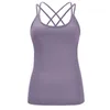 Yoga kıyafeti moda spor yeleği koşu fitness tank üstleri sütyen ped üst elastik ile sabit tişört