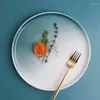 Plates Ceramic Dinner Steak Plate Nordic Gradient Blue Dessert Cake Dish Tableware Dishes For Restaurant