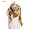 Etniska kläder 2023 Autumn and Winter Square Scarf Women's Shawl Ribbon Plaid Polyester Thorn Wool