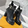 2023 Designer Paris Iconic Star Trail Ankle Boots Treaded Rubber Patent Canvas And Leather High Heel Chunky Lace up Martin Ladys Winter Sneakers Size 35-41