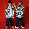 Sahne Giyim 2023 Çocuk Hip Hop Giyim Moda Gömlek Gevşek Denim Hiphop Pantolon Erkek Sokak Dans Kostümleri Caz ​​Performansı BL7801