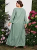 Plus Size Dresses 4XL For Women Dress Commute Long Sleeve V-neck Fiber Clothing 2023 Peppermint Green Cocktail Evening Party