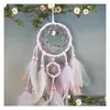 Konst och hantverk Colorf Handmade Dream Catcher Fjädrar Bil Hemvägg Hängande dekoration Ornament Gift Wind Chime Craft Decor Supplie DHZ1E