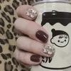 False Nails Fake Nail Pieces Coffee Golden Brown Wearing Stickers Finished 24 With Glue BUTT666