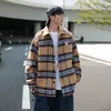 Herr ull blandar hybskr vinter vintage pläd ull män rockar koreanska streetwear casual lösa jackor mode manlig hip hop ytterkläder 230107