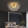 Ceiling Lights Nordic Snowflake Crystal Chandelier Light Gold/Silver Dandelion Plafon Lamp Decorative Led Lamps For Living Room