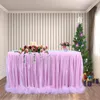 Table Skirt Shining Pink Tulle Tutu Cloth 3 Layer Long Yarn Wedding Birthday Baby Shower Party El Tableware Decoration