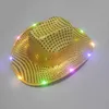 Party Hats Space Cowgirl LED Hat Flashing Light Up Sequin Cowboy Hats Luminous Caps Halloween Costume FY7970 01093443505