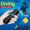 Flashlights Torches HEDELI Professional Diving Flashlight Underwater Lamp Most Powerful Led Diving Torch Rechargeable 18650 26650 Scuba Dive Light 0109