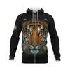 Herrtröjor djur tiger 3d tryckt hoodie casual långärmad sportkläder fritidskläder zip släpp ankomst jul