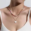 Chains 2023 Summer Necklace Double Rice Bead Copper Electric Gold-plated Love Pendant Manufacturers For Foreign Trade Jewelry