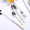 Dinnerware Sets 24pcs KuBac Hommi Gold Plated Stainless Steel Set Dinner Knife Fork Cutlery Drop