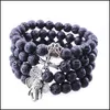 Charm Armbänder 8mm Vulkan Lava Steinhund Pfotenbaum des Lebens Armband DIY ätherische Öl Diffusor für Frauen Schmuck Drop Lieferung OT4PW