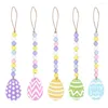 Decorative Figurines 5PCS Easter Wood Bead Garland With Tassels Decors Wooden And Dwarf Tag For Style