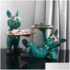 Decorative Objects Figurines French Bldog Butler Nordic Resin Dog Scpture Modern Home Decor For Tabletop Living Room Animal Crafts Dhpdh