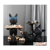 Dekorativa föremål figurer franska bldog butler nordisk harts hund scpture modern heminredning för bordsskiva vardagsrum djurhantverk dhpdh