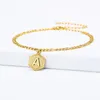 Anklets Dainty A Z Letter Anklet Hexagon Shaped Initial Armband Rostfritt stål Fötter Legkedja Kvinnor Gift 230107