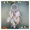 Konst och hantverk Colorf Handmade Dream Catcher Fjädrar Bil Hemvägg Hängande dekoration Ornament Gift Wind Chime Craft Decor Supplie DHZ1E