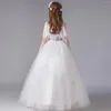 Abiti da ragazza con paillettes floreali in tulle con applicazioni in pizzo, per matrimoni, abiti da comunione, abiti da ballo di compleanno