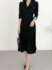 Casual Dresses Spring Summer Bodycon Pleated Dress with Belt Office Lady Solid Slim Elegant Clothes