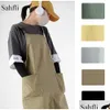 Aprons Solid Color Master Work Chef Cook Kitchen Apron Hairdresser Canvas Sleeveless Bib Uniform Waterproof With Pockets 211026 Drop Dhnxs