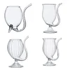 Wine Glasses Transparent Heat Resistant Glass Cup Sucking Juice Milk Whiskey Tea Cups Cocktail Drinking