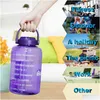 Botellas de agua Nuevo 2.5L 3.78L Plástico Boca ancha Galón con St Bpa Deporte Fitness Turismo Gimnasio Jarras de viaje Soporte para teléfono Sxj19 Drop Deli Dhte0