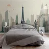 Wallpapers Large 3D Wallpaper Mural Custom Nordic Style Nostalgic City Silhouette Landscape Background