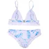 여자 수영복 빌레인 브랜드 2023Summer 흰색 식물 프린트 비키니 프리 세련된 섹시한 여자 분할 스타일 비치웨어